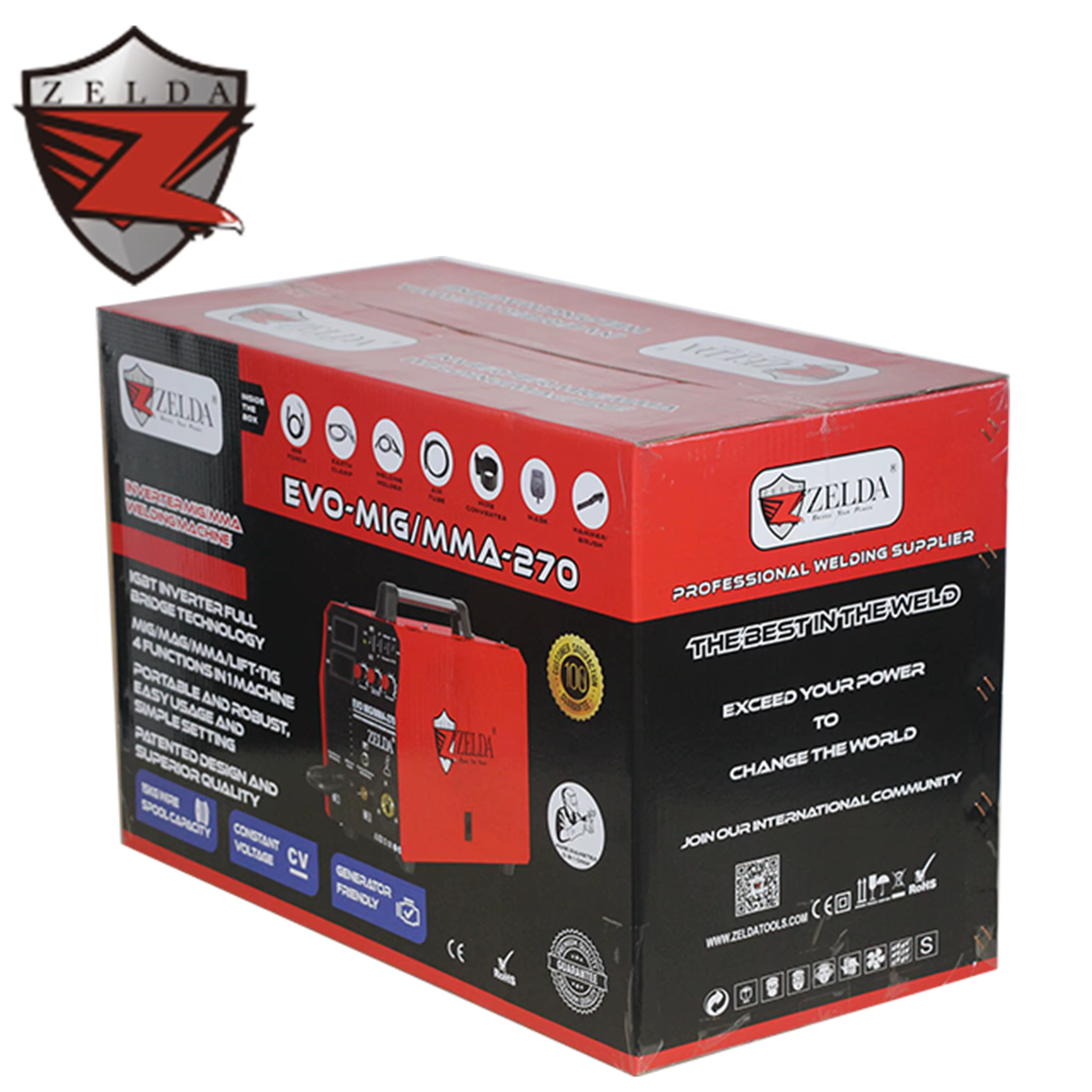 Zelda Professional 220V 270A 8.4kVA 80% Duty Cycle Multifunctional 4-in-1 MIG/MAG/TIG/MMA Welding Machine for Carbon — image 6