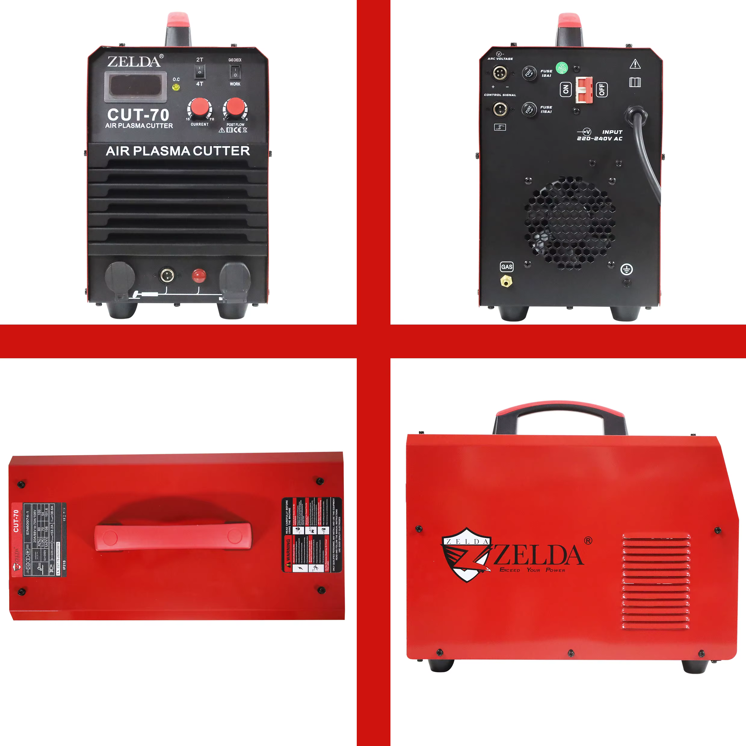 Zelda 220V CUT 70 Plasma Cutter 18mm Metal P80 Cutting Torch Light Industrial Use Plasma Cutter Machine — image 6
