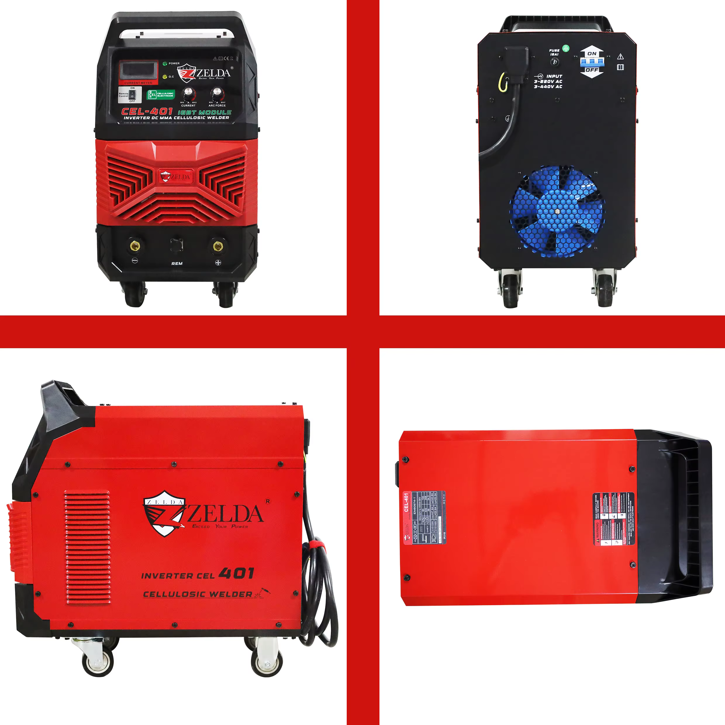 Zelda 3ph 220v 440v Dual Voltage Use Cellulose Electrode in Stock CEL 401A Welding Machine — image 6