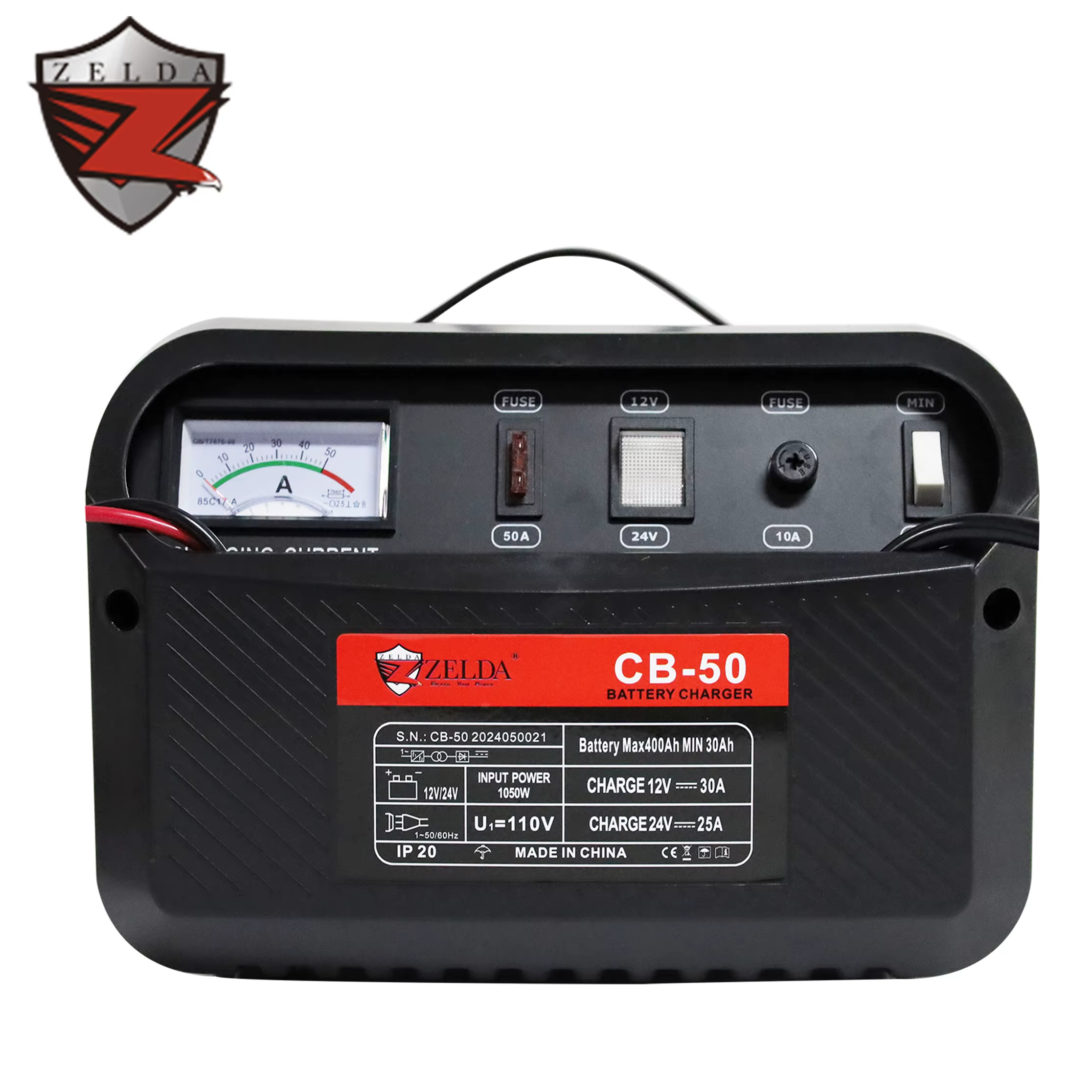 Zelda Portable CB-50 12V/24V Rechargeable AC Inverter Battery Charger with Plug in for Batteries Battery — image 2