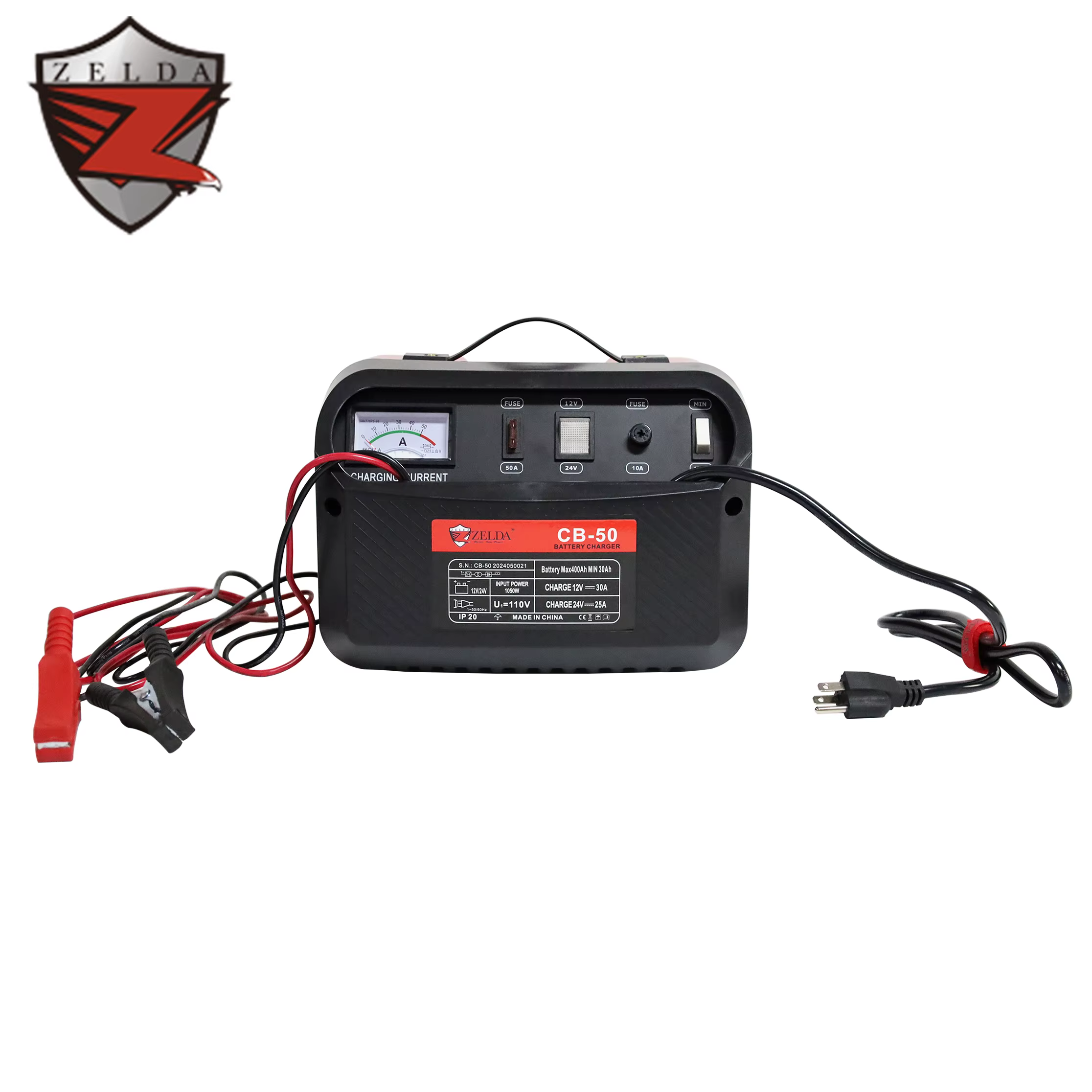 Zelda Portable CB-50 12V/24V Rechargeable AC Inverter Battery Charger with Plug in for Batteries Battery — image 5