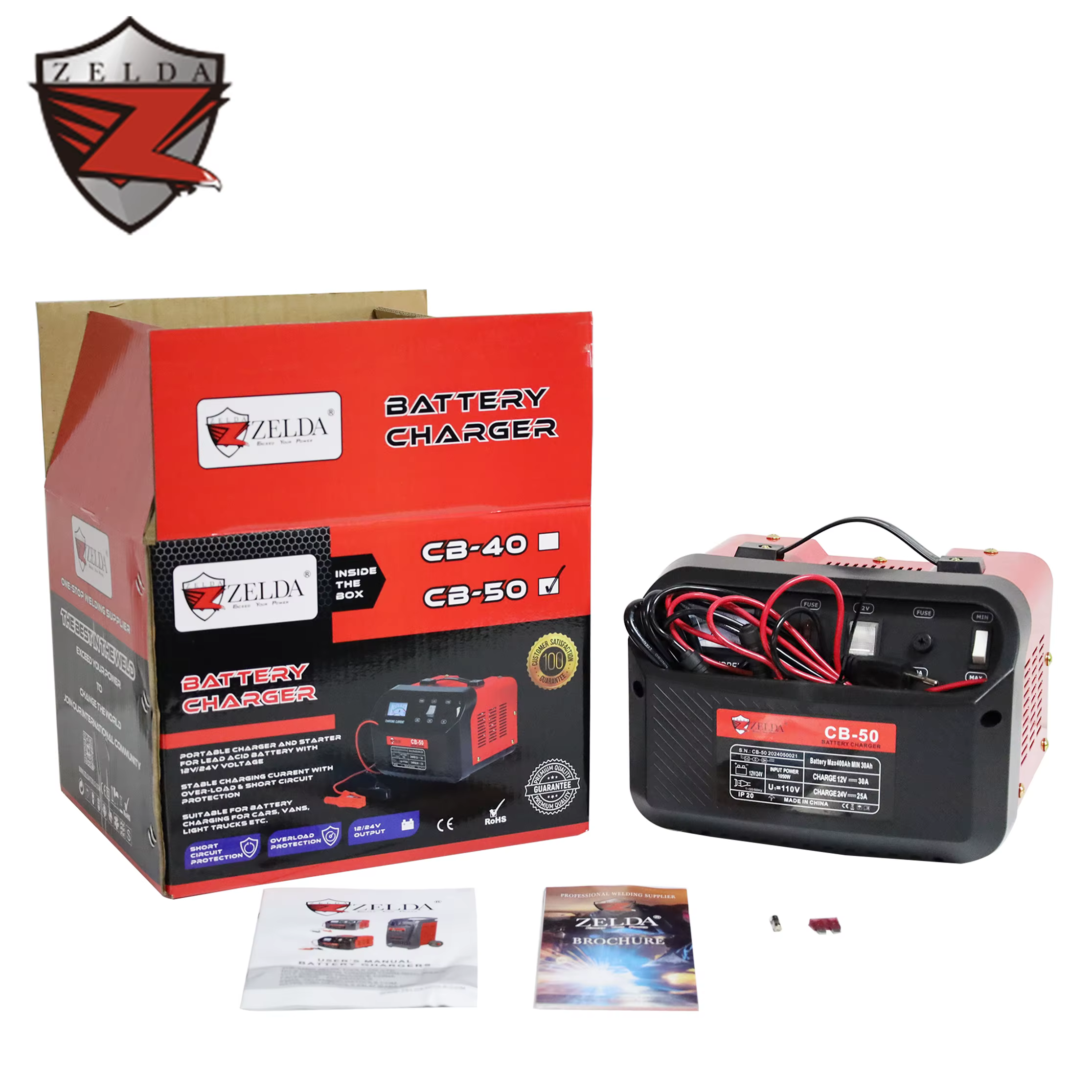 Zelda Portable CB-50 12V/24V Rechargeable AC Inverter Battery Charger with Plug in for Batteries Battery — image 6