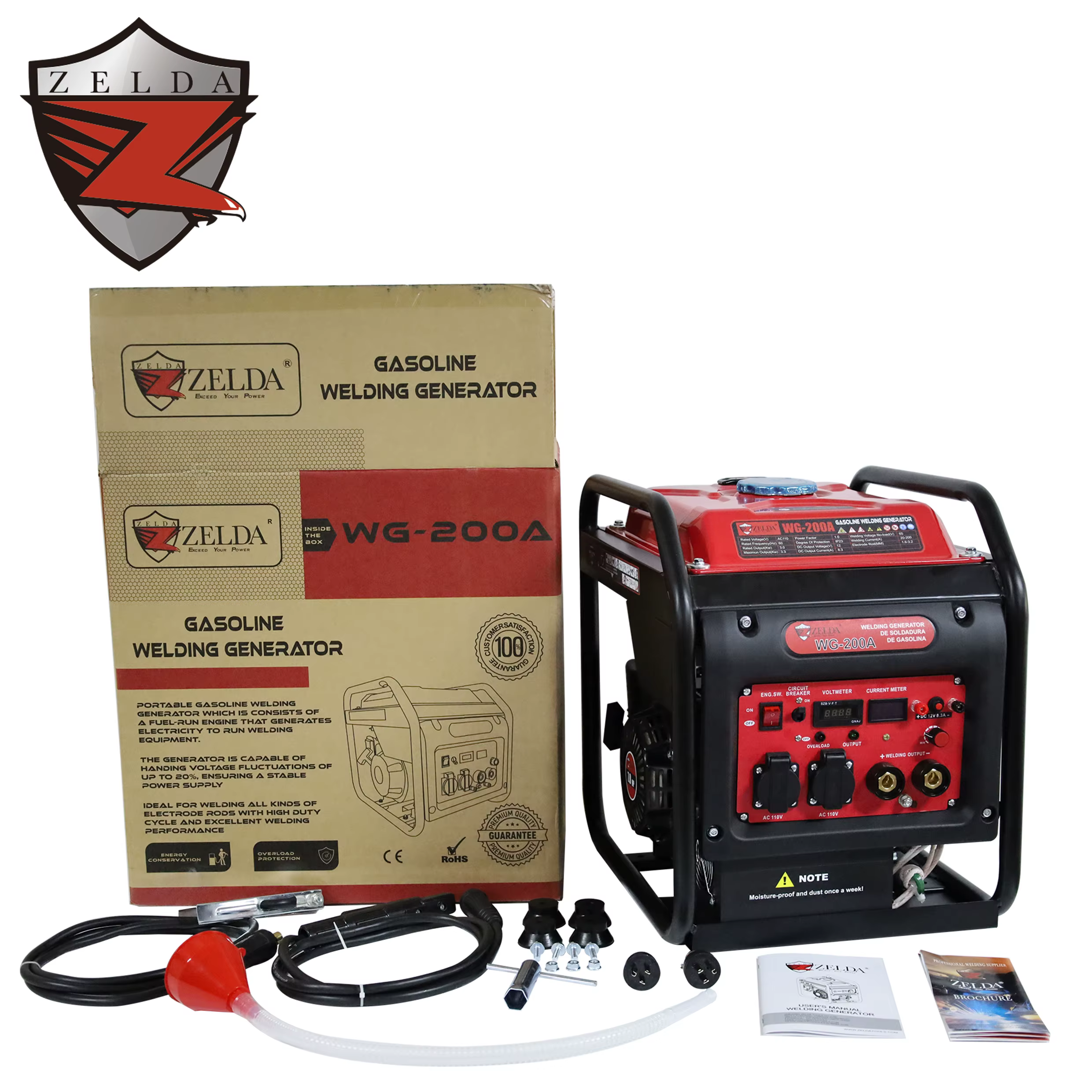 Zelda 110V 60Hz 12v Dc Portable Gasoline Welding Generator 3KW Gasoline Generator Single Phase 130A Welding Generator — image 6