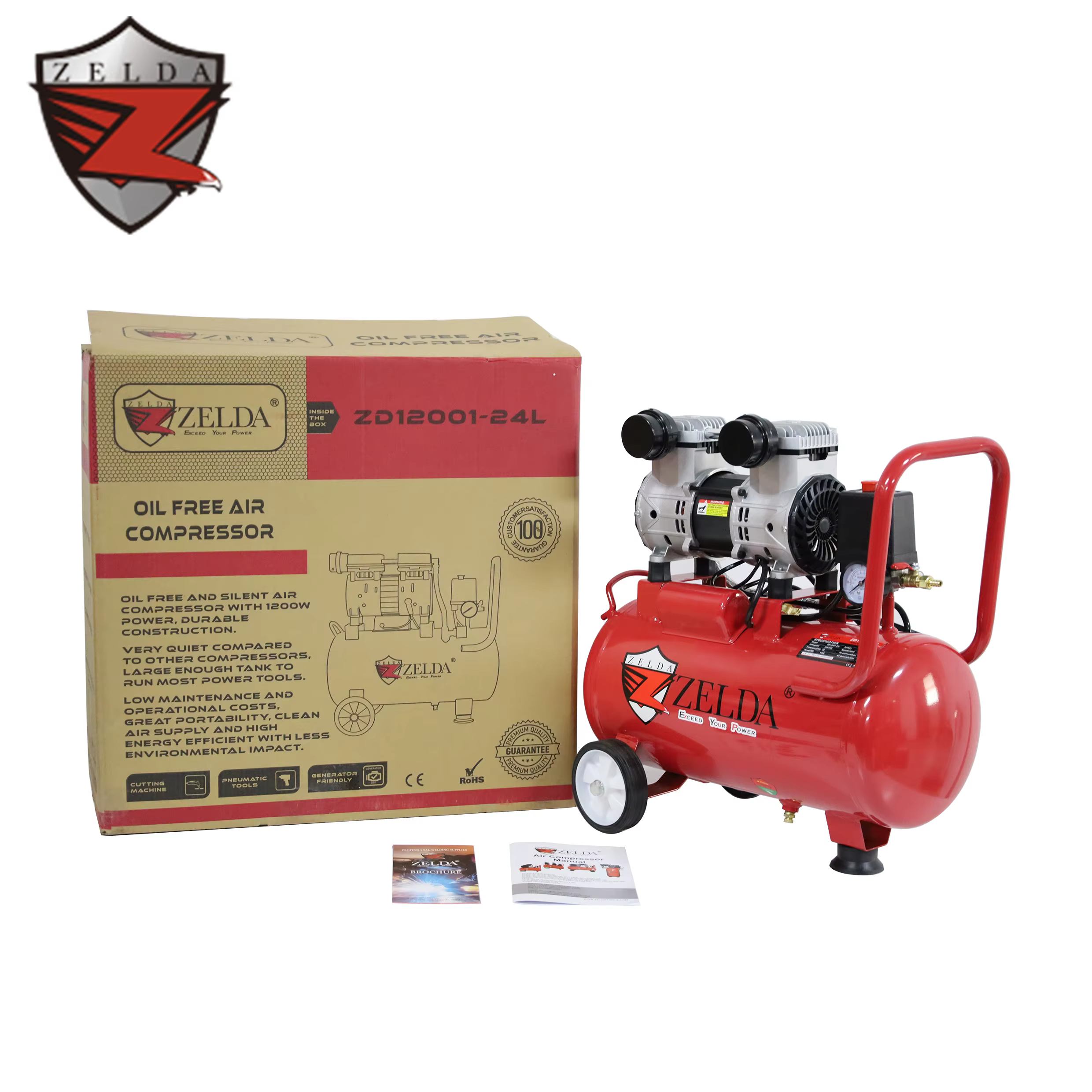 Zelda ZD12001-24L Mini Industrial 220V 8-BAR Oil-Free Silent Air Compressor OEM Customizable for Sale — image 6