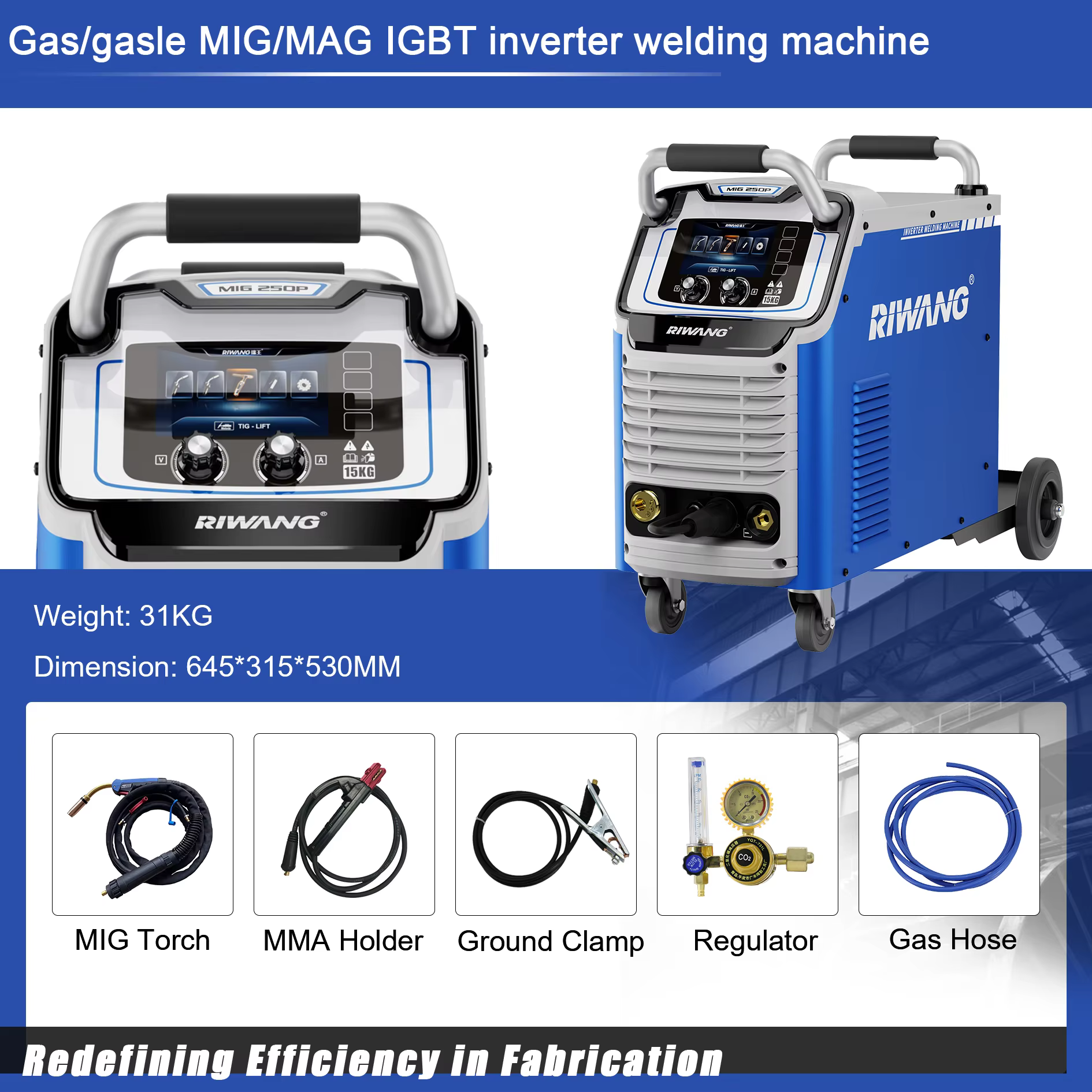 High Performance Portable 250P DC Inverter MIG/MAG Welder Gas/Lift Gasless Multi-Function Arc — image 4