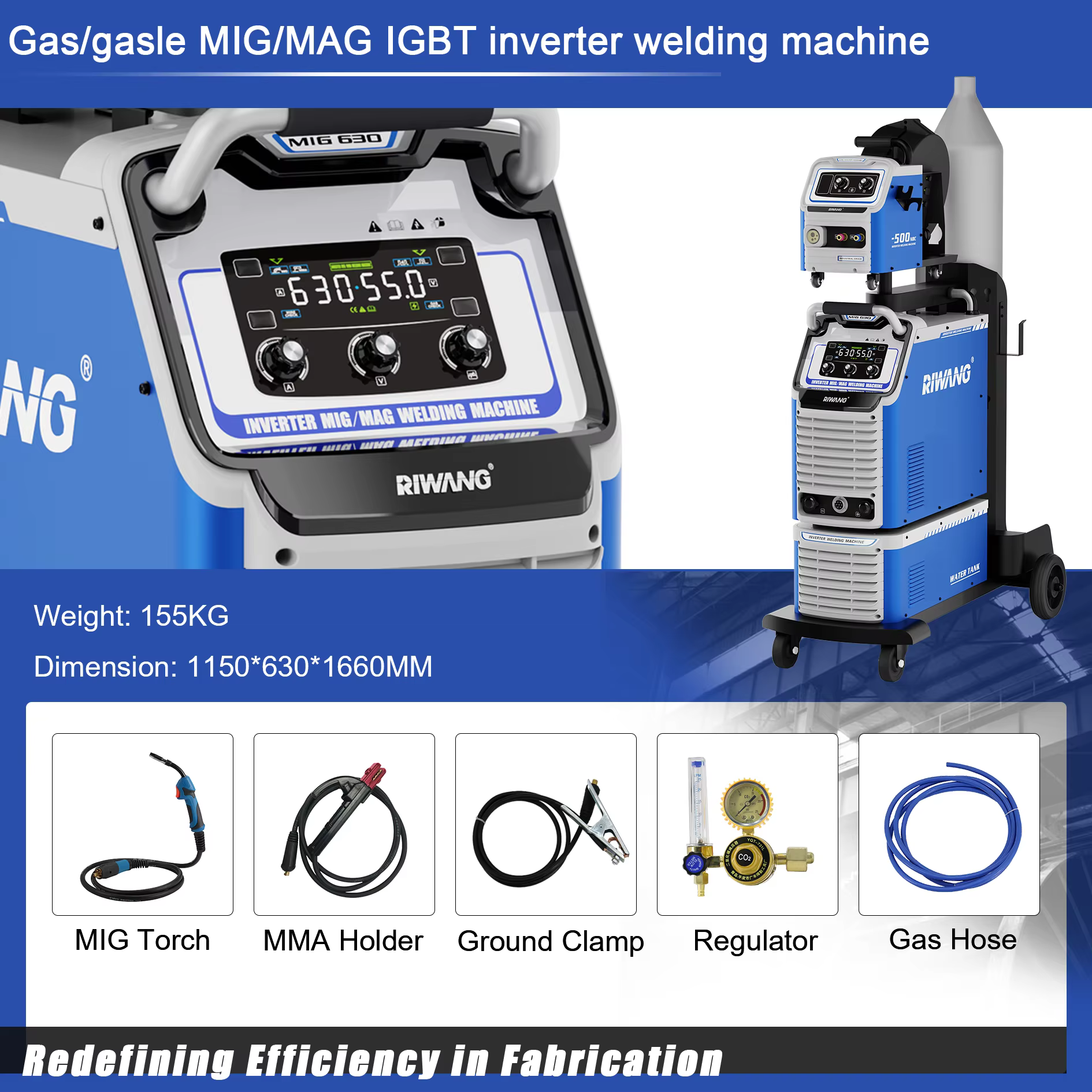 Dual-Mode Digital Industrial MIG 630 Welder Machine Multifunctional DC Industrial MIG Welder/Inverter Welder" — image 4