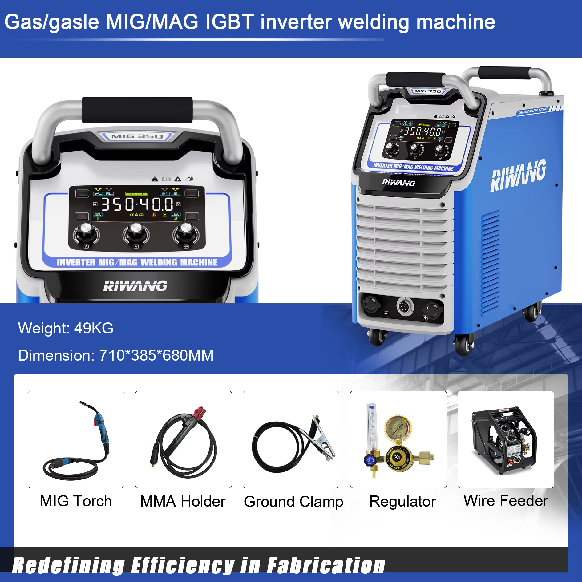 MIG-350 380V Portable MIG Mma Lift Tig 3-in-1 Welding Machine with IGBT Inverter Integrity No Gas Mig Welder — image 4