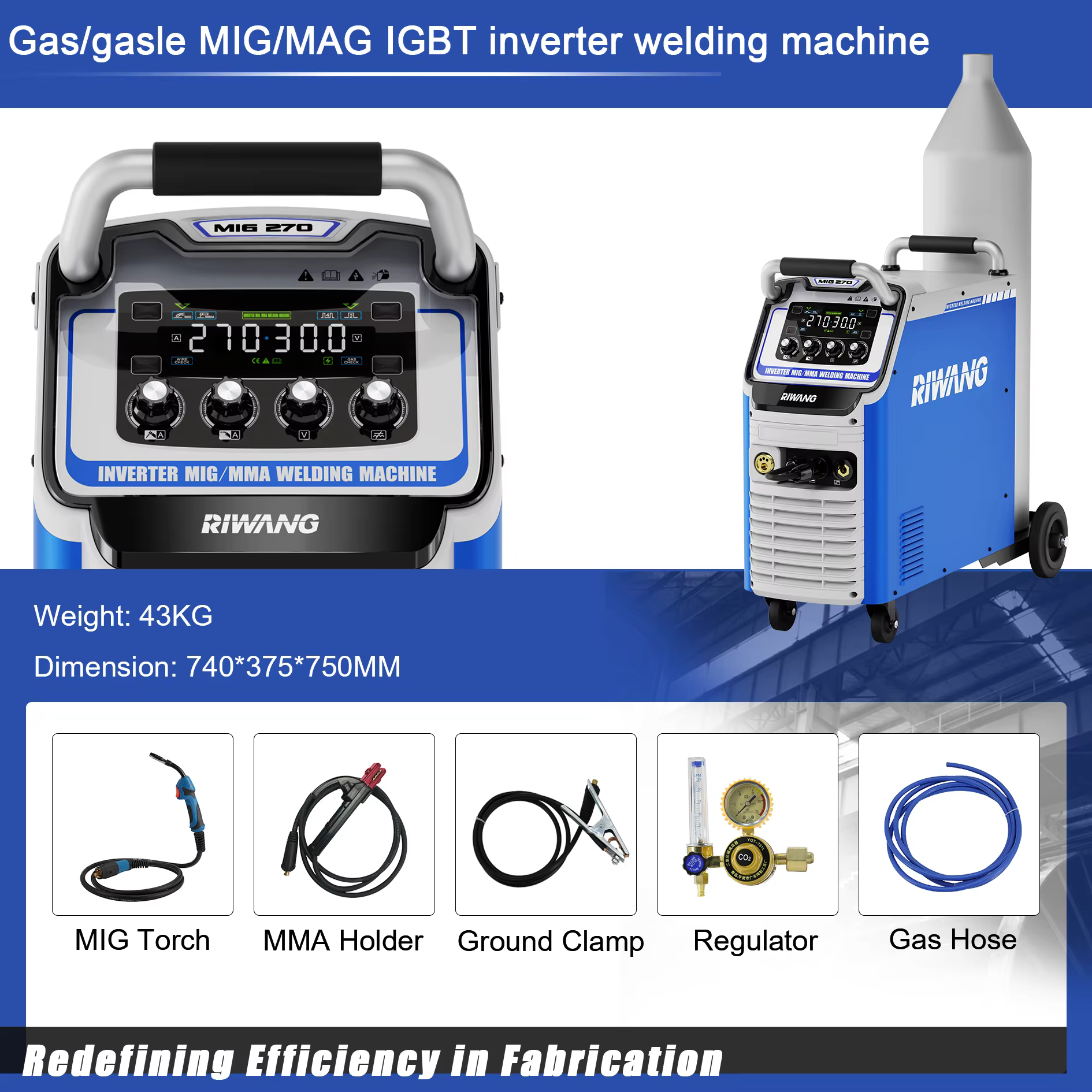 MIG-270 Portable 220V Arc Welder Double Pulse Aluminium & Tig Mma Tig Welding Machine Multi-Purpose Tig Welder — image 5