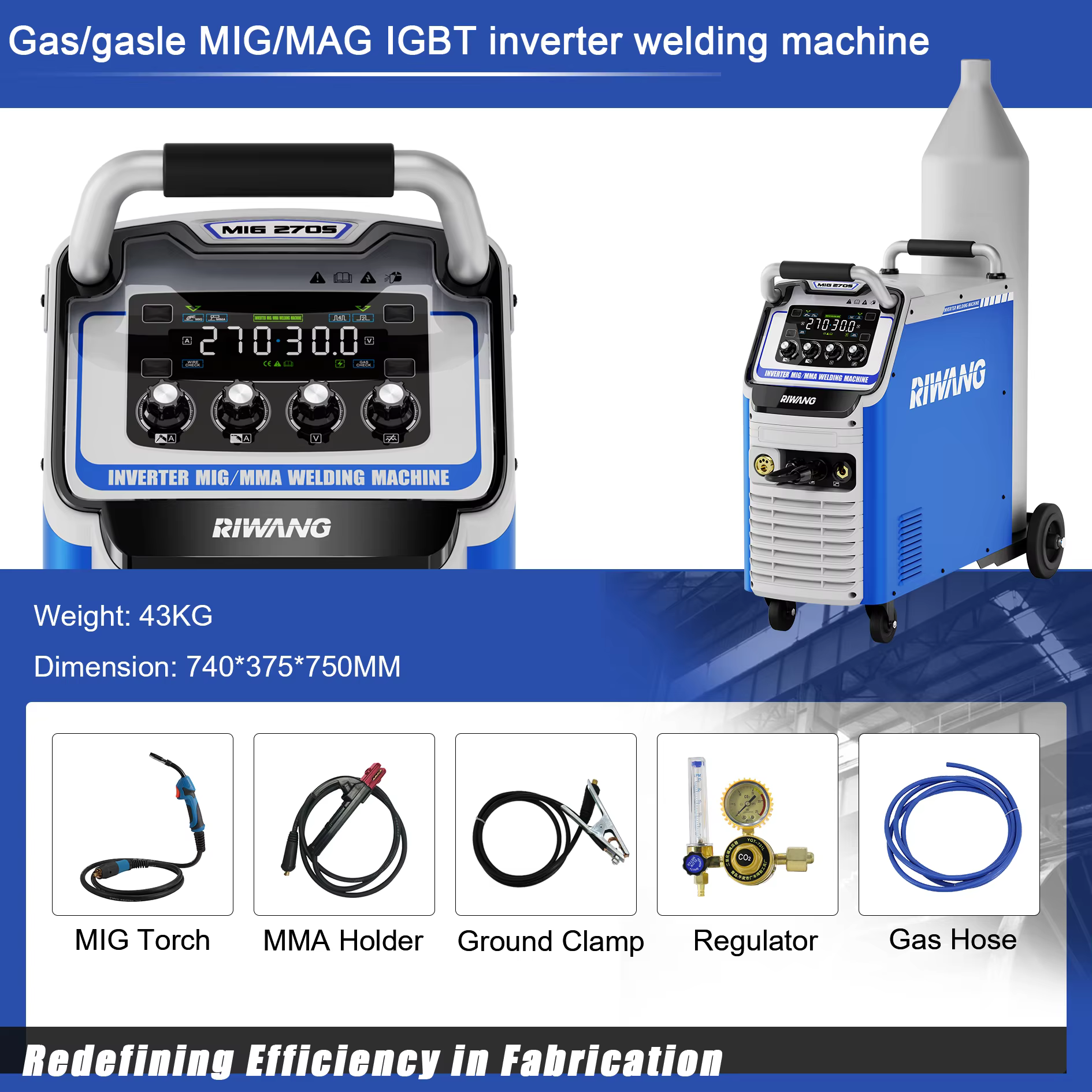MIG-270S High Efficiency Industrial Grade IGBT Welder Flux Core MMA/MAG MIG Welding Machine — image 5
