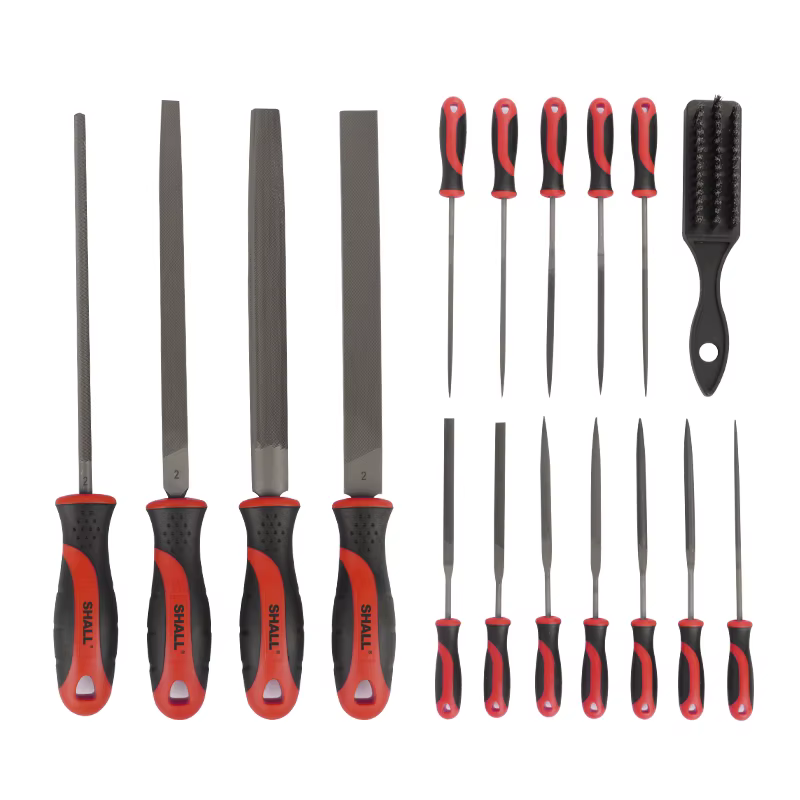 17 Piece Metal Hand & Needle File Tool Kit Set Flat Steel Half Round Steel File Assorted Set With Brush — image 3