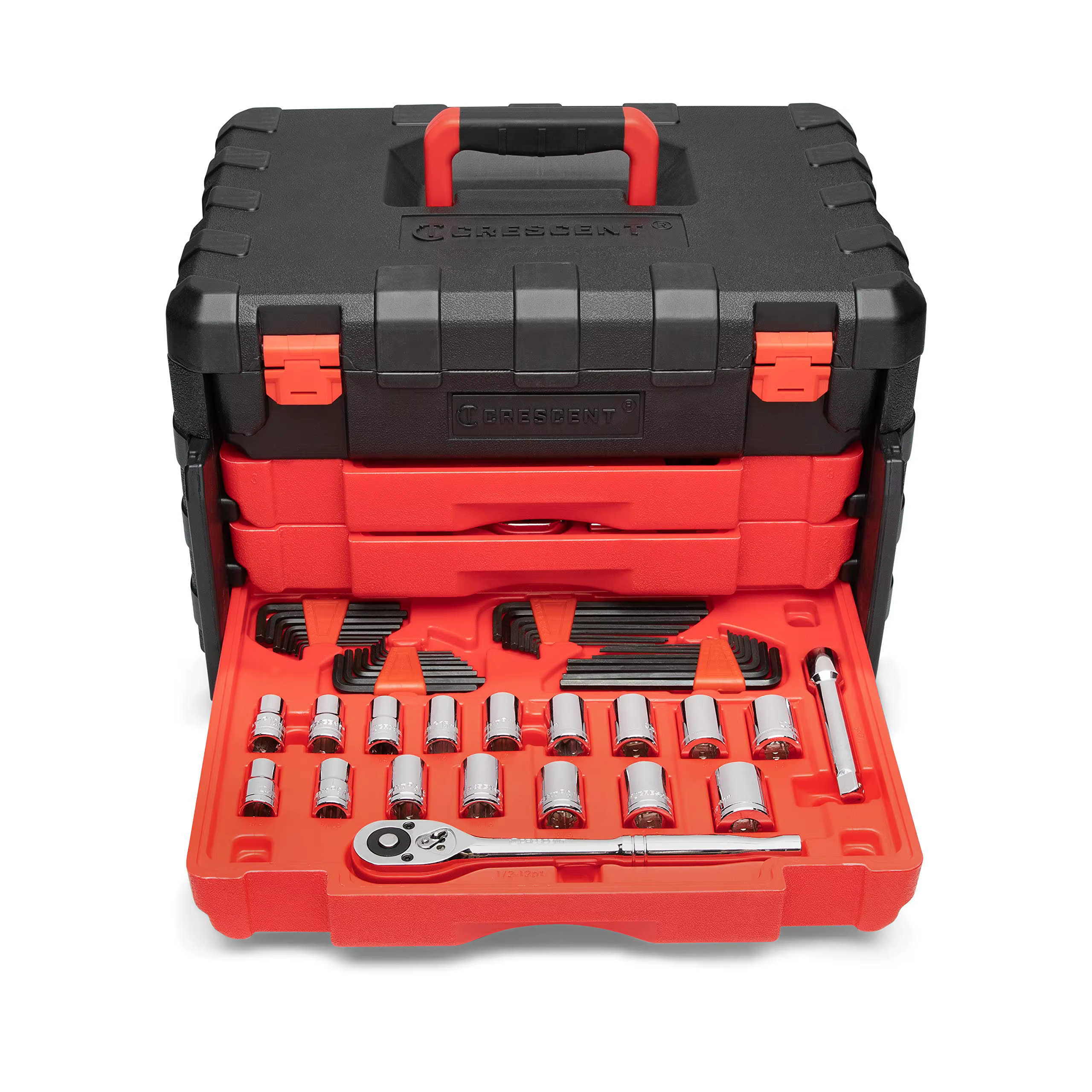 229 Piece 1/4", 3/8" and 1/2" Drive Hand Tool Set with 3 Drawer Storage Case Professional Mechanic Tool Set for Auto Repair Car — image 2