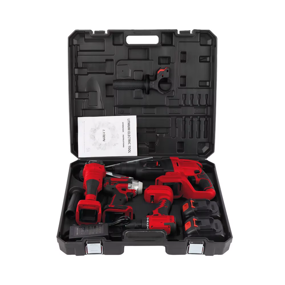 4 in 1 Cordless  Power Tool Sets 21V Brushless Li-ion Battery Cordless Drill Hammer Wrench Impact Drill  Electric Tool Set — image 2