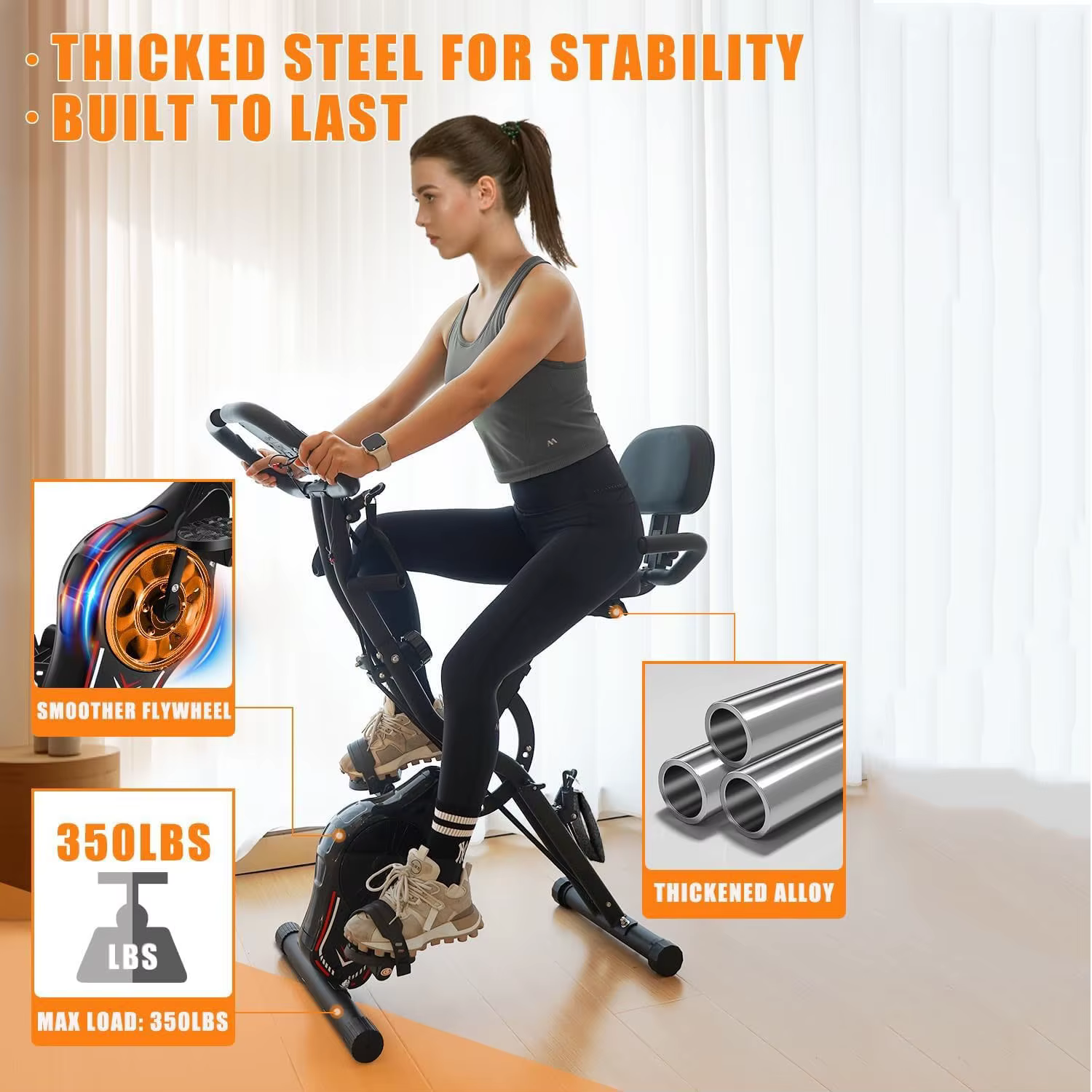 Folding Stationary Bike Cardio Training Adjustable Magnetic Resistance Upright Exercise Bikes With 16 Levels Magnetic System — image 6