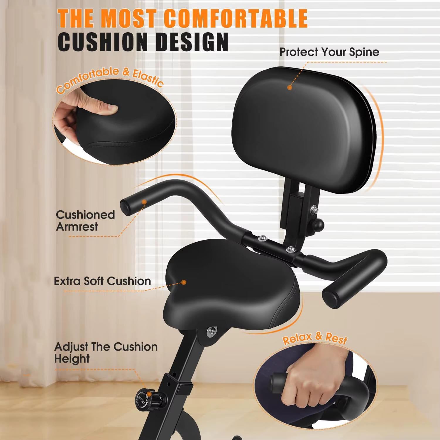 Wholesale Indoor Foldable Magnetic Fitness Upright Bicycle New Design Stationary Bike for Home Exercise Gym Use — image 5