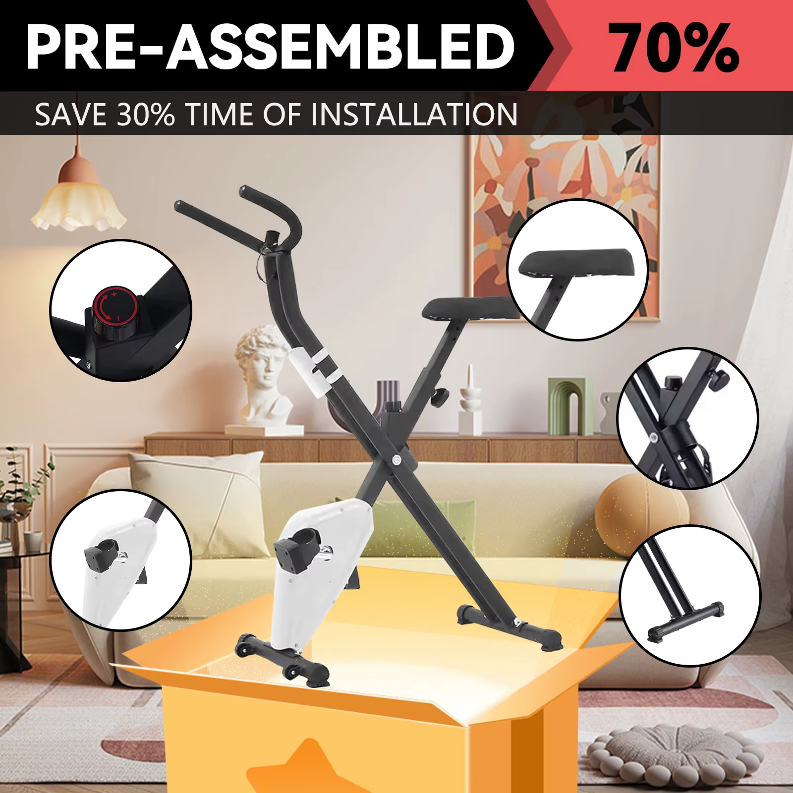 Static Exercise Bike Foldable Indoor Fitness Gym Stationary Bicycle Exercise Bike for Home Use — image 3