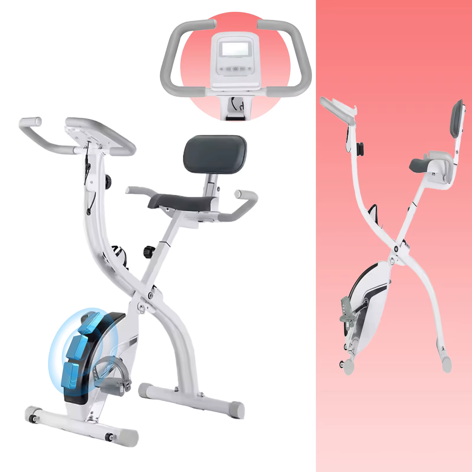 Best Selling Indoor Folding Fitness Bike Steel Frame Adjustable Saddle Stationary Upright Exercise Bikes — image 2