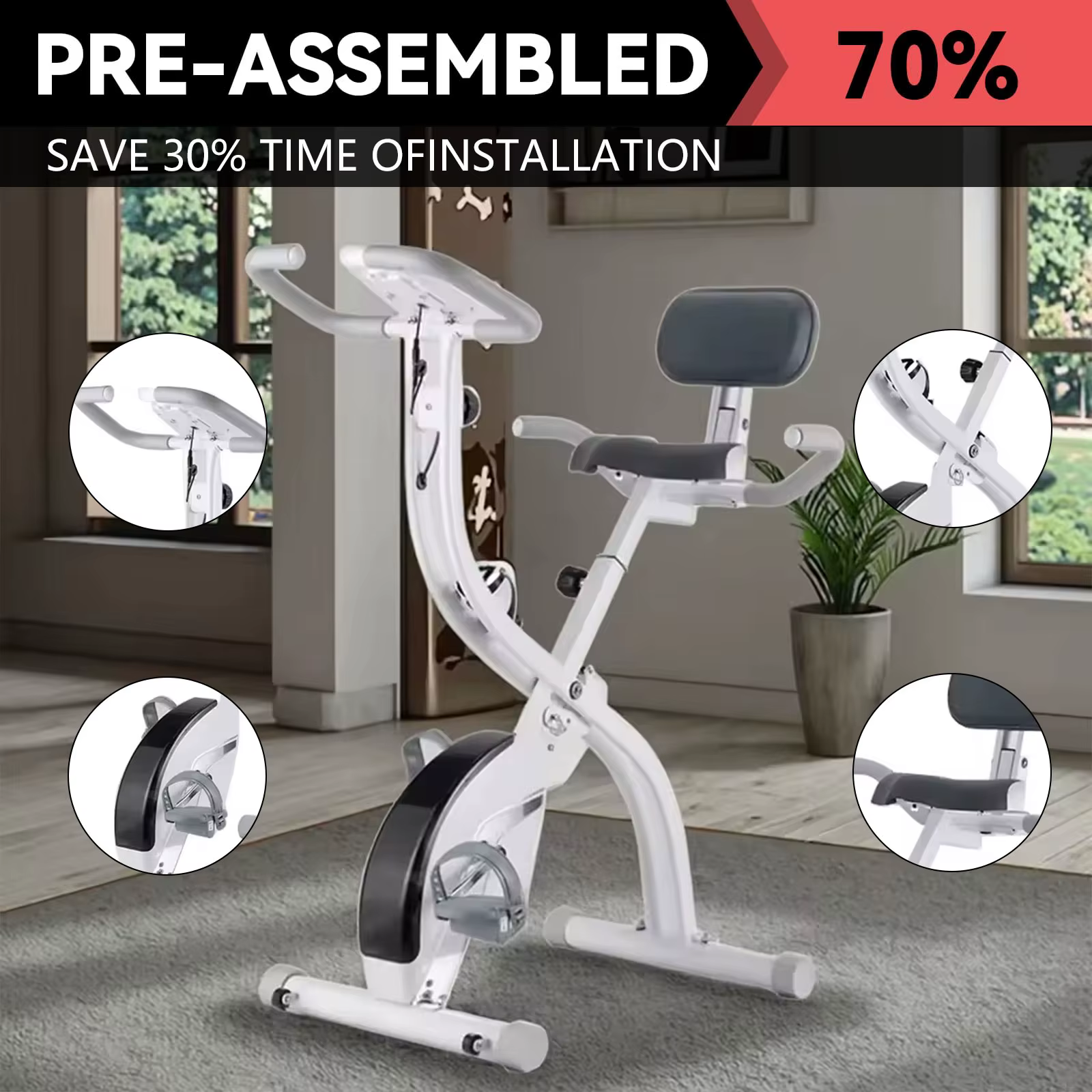 New Design Home Gym Exercise Stationary Bike 8 Level Magnetic Resistance Folding Exercise Bikes — image 3