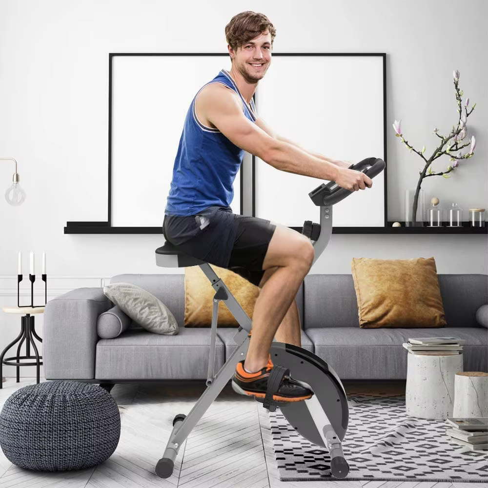 Lightweight Folding Magnetic Fitness Indoor Cardio Training LCD Display Exercise Bike for Home Gym Use — image 2