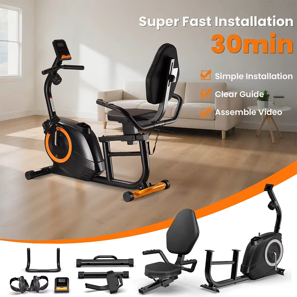Factory Sale Luxury Recumbent Exercise Bike for Body Building Indoor Bicycle Fitness Magnetic Bike — image 6