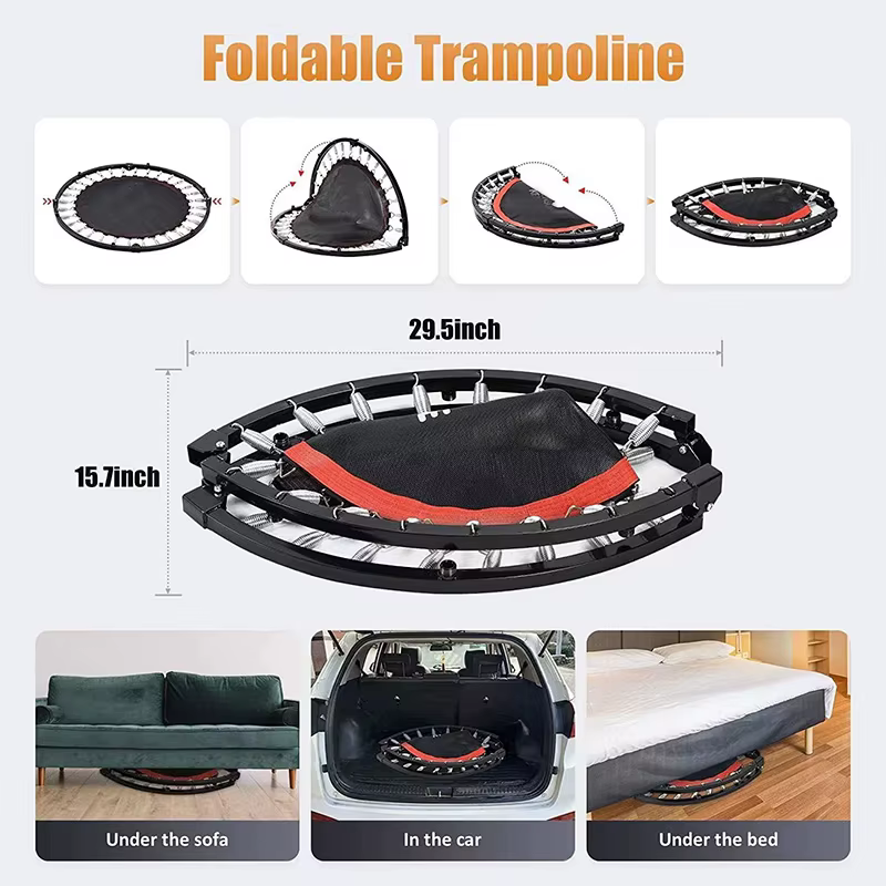 Unisex 40inch Mini Trampoline Low Price Foldable Fitness Exercise Stainless Steel Polypropylene Cloth Nylon Outdoor Jumping Gym — image 2