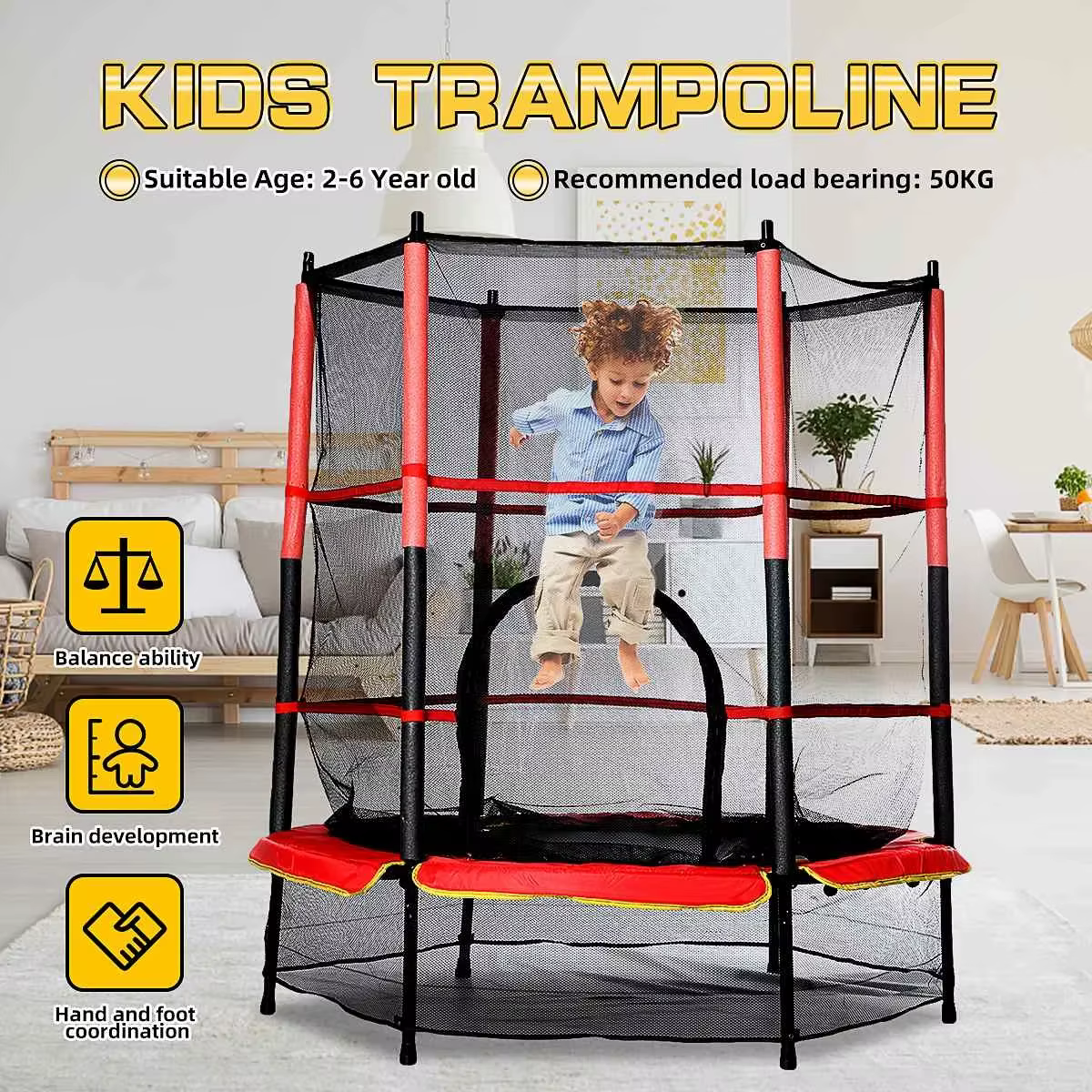 Premium Oem Factory 55 Inch Trampoline Outdoor Indoor Jumping Steel Pipe Trampoline for Kids — image 6
