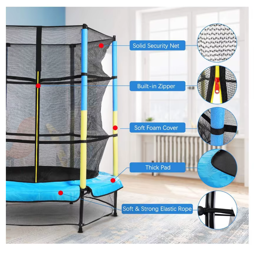 Cheap Children Home Trampoline 55 Inches Colorful Indoor Kids Trampoline With Safety Net — image 5