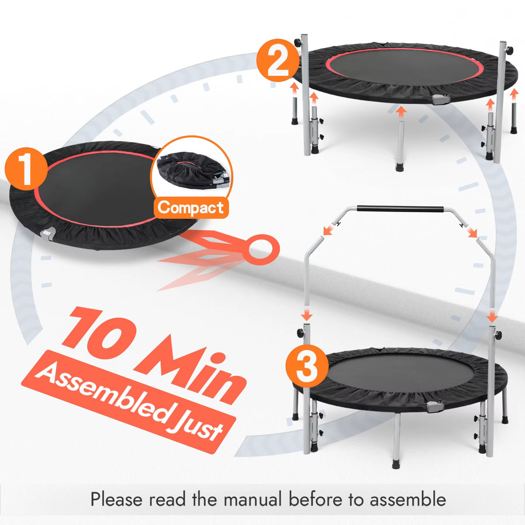 Factory Sales Indoor Mini Round Folding Rebounder Park Fitness Jumping Trampoline — image 4