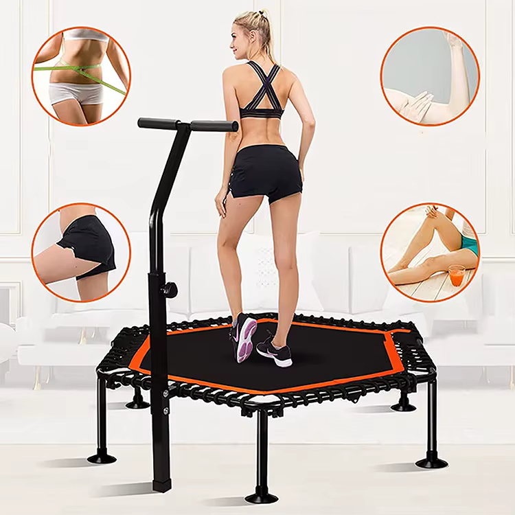 Trade Assurance Indoor Trampoline Jumping Gymnastic Fitness Hexagon Square Trampoline With Handle — image 4
