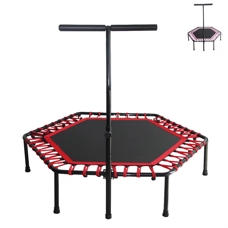 Trade Assurance Indoor Trampoline Jumping Gymnastic Fitness Hexagon Square Trampoline With Handle — image 6