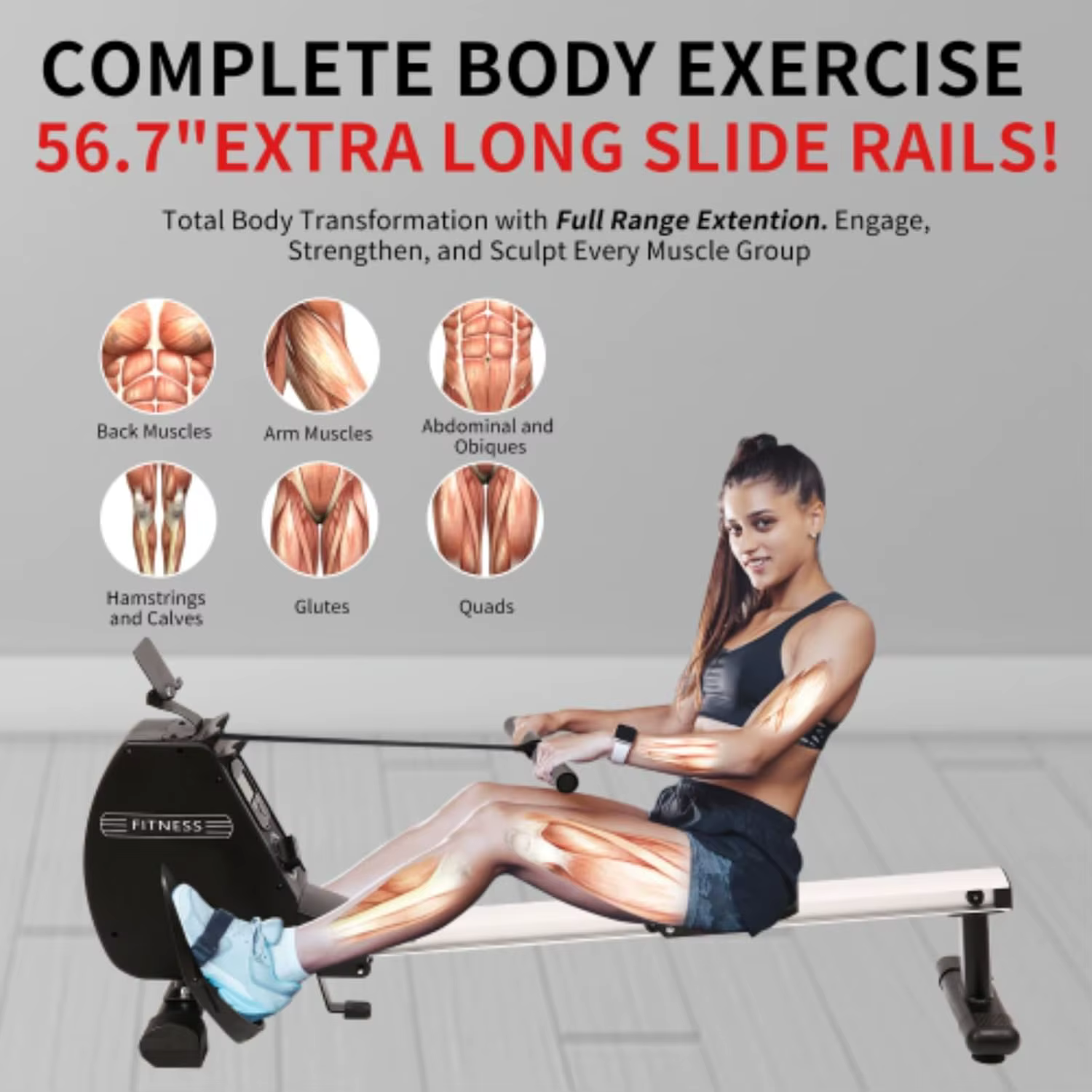 Hot Selling Fitness Rowing Machine Gym Equipment Adjustable Rowing Machine for Whole Body Exercise — image 6