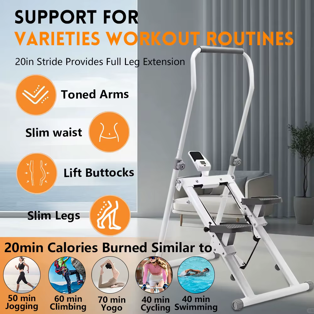 New Updated Climbing Machine Climbing Fitness Anti Slip Pedal Exercise Climber Machine With Monitor — image 2