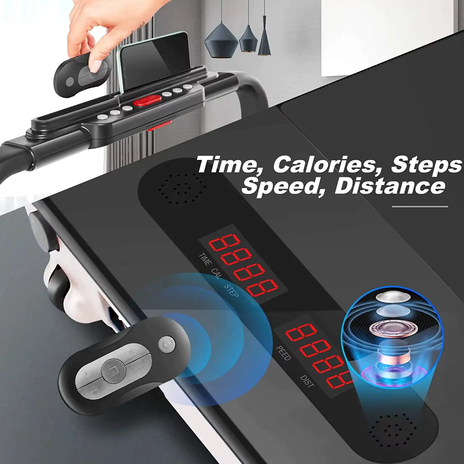 2 in 1 Foldable Electric Home Treadmill Portable Fitness Bodybuilding Equipment Jogging Running Machine — image 3