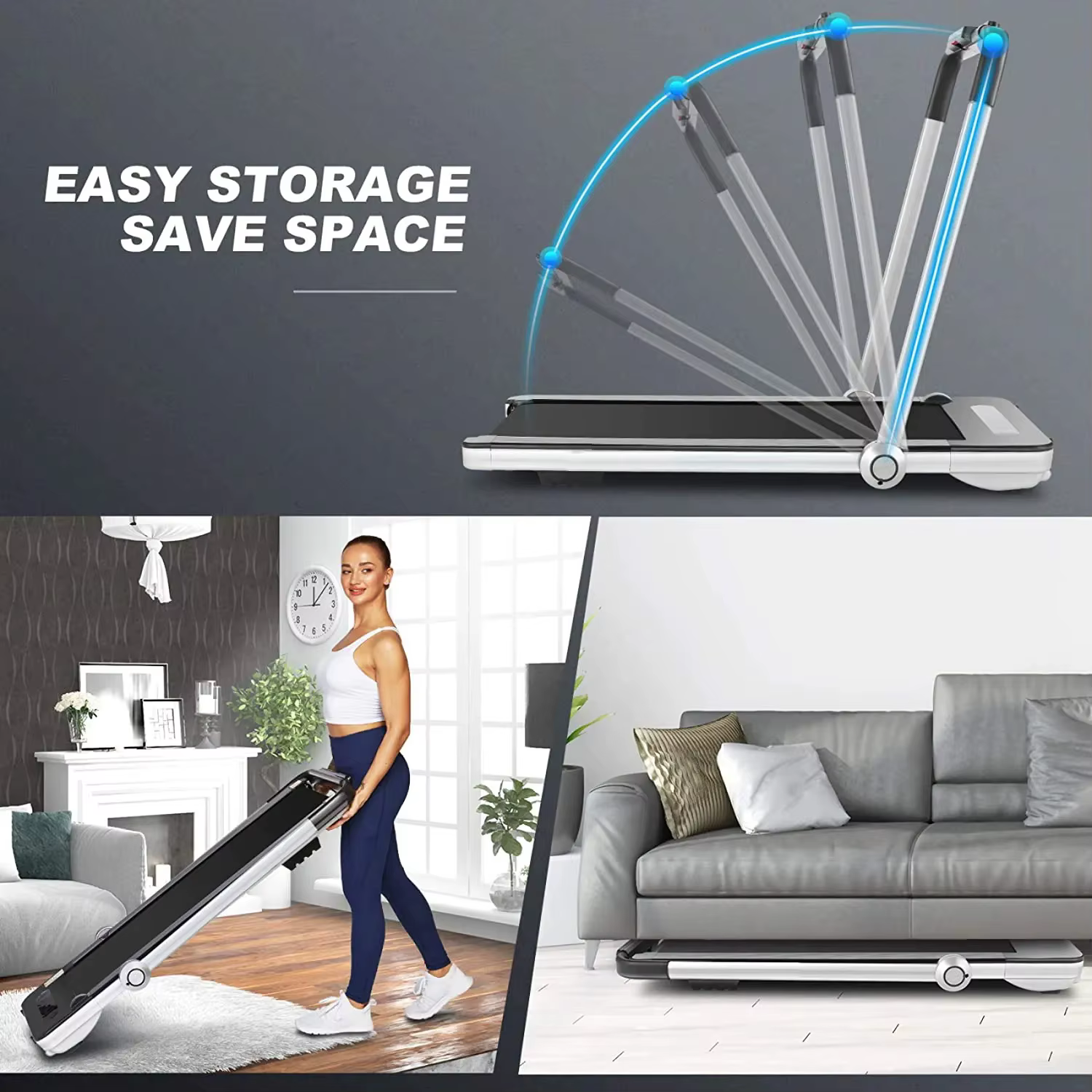 2 in 1 Foldable Electric Home Treadmill Portable Fitness Bodybuilding Equipment Jogging Running Machine — image 4