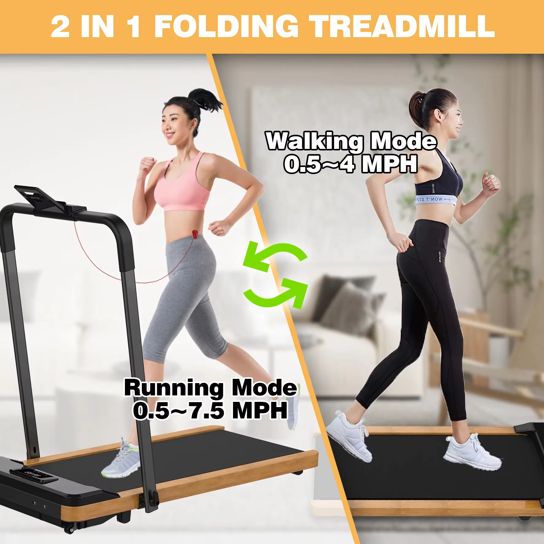 Chinese Dealers' Portable Folding Treadmill Low Noise Electric Wooden for New Energy and Environmental Protection — image 3