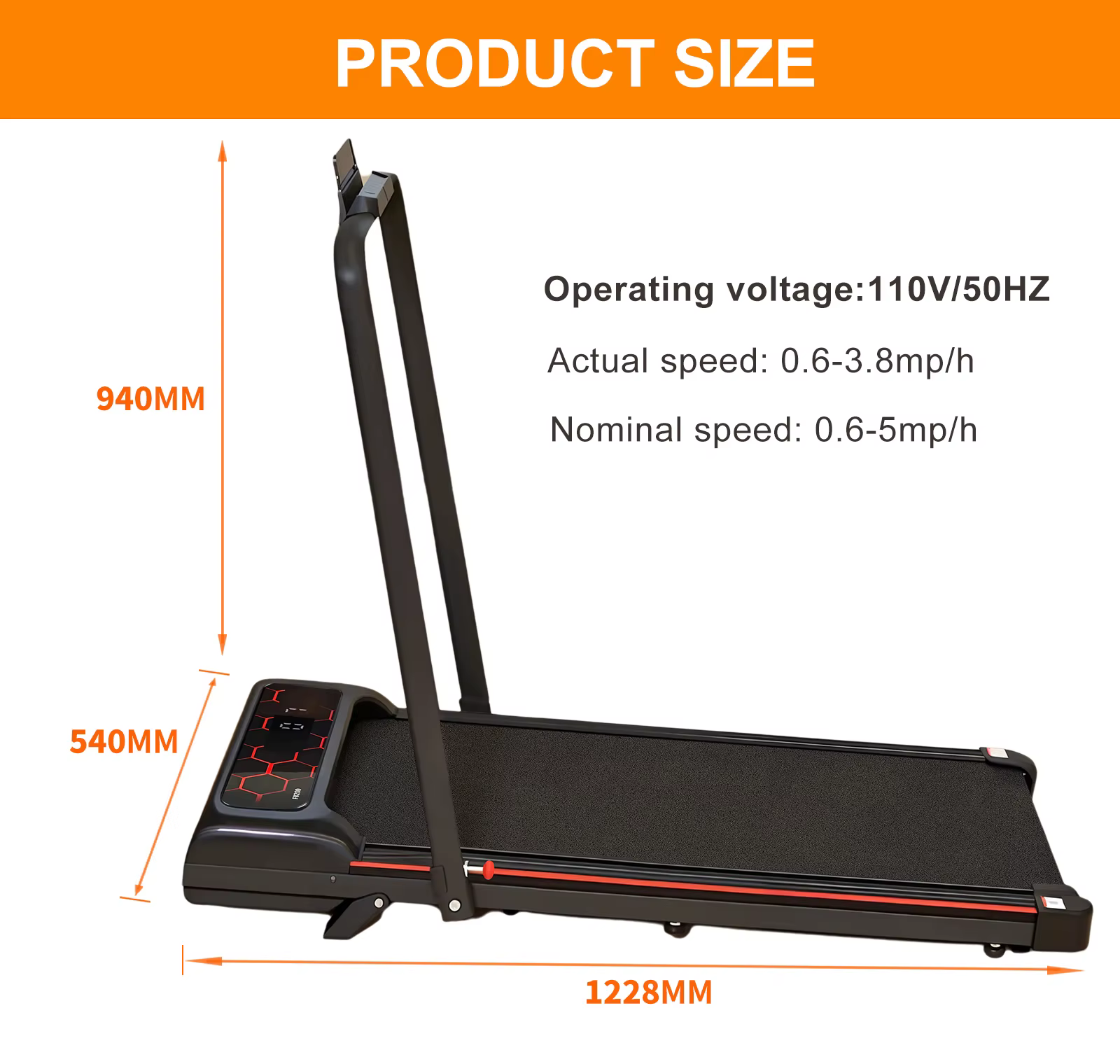 Gymbopro Folding Electric Walking Pad Under Desk Cardio Training Walking Pad Foldable Treadmill — image 5