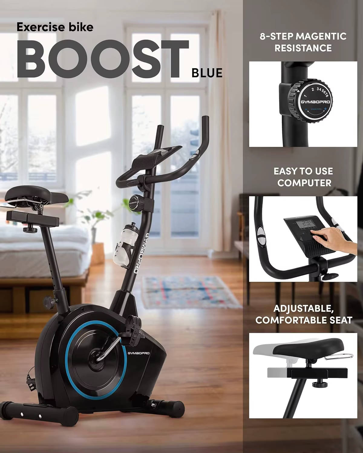 House Indoor Fitness Machine Magnetic Exercise Bike Black Lightweight Sports Stationary Bike — image 2