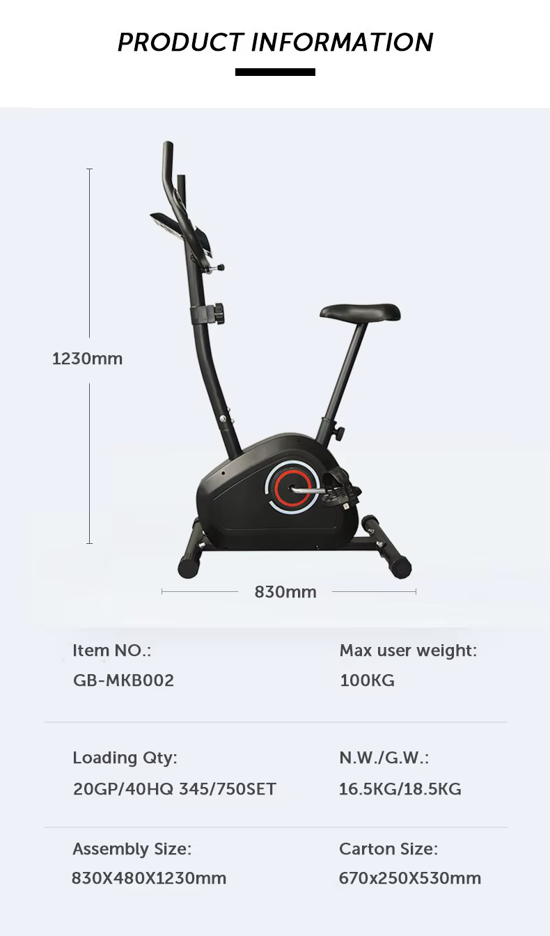 Gymbopro Deluxe Indoor Body Shaper Exercise Machine Magnetic Exercise Upright Bike — image 3