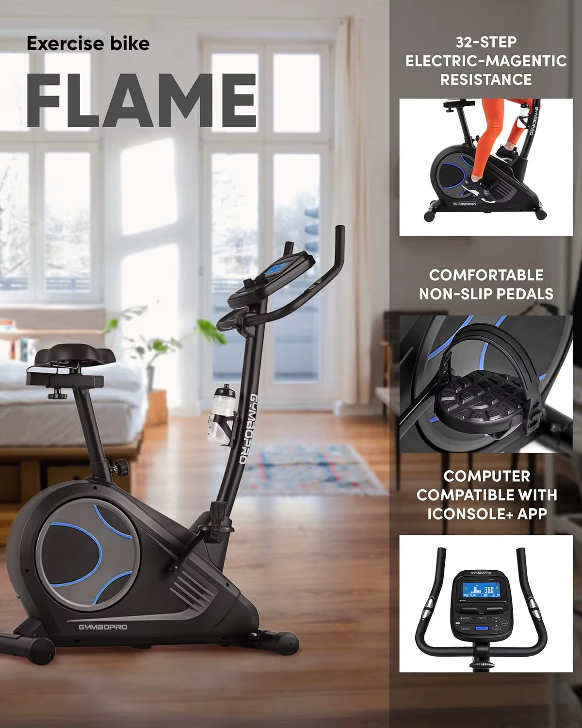 Indoor Magnetic Stationary Fitness Exercise Bike Upright Silent Sports Bike — image 6