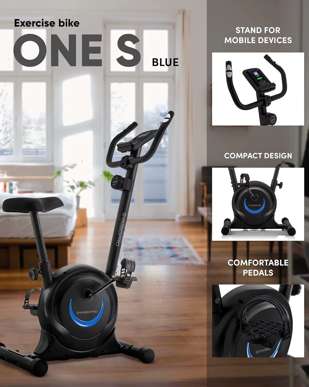 Gymbopro Fitness Magnetic Bicycle Home Gym Cardio Training Black 110KG Exercise Bike for Indoor — image 2