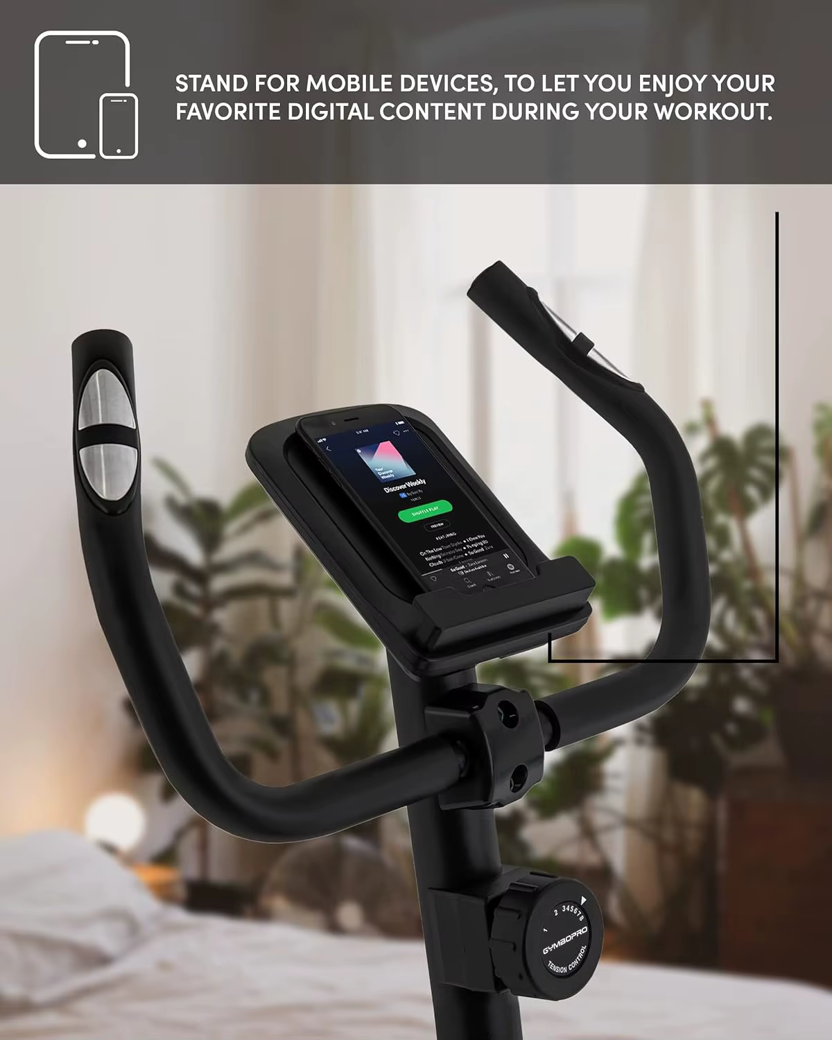 Gymbopro Fitness Magnetic Bicycle Home Gym Cardio Training Black 110KG Exercise Bike for Indoor — image 3