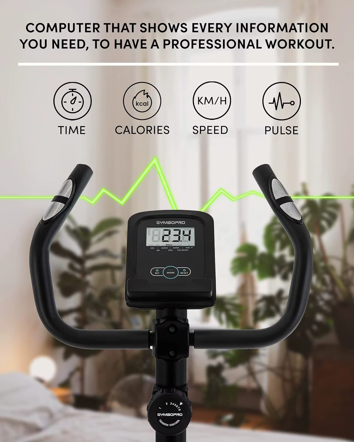 Gymbopro Fitness Magnetic Bicycle Home Gym Cardio Training Black 110KG Exercise Bike for Indoor — image 4