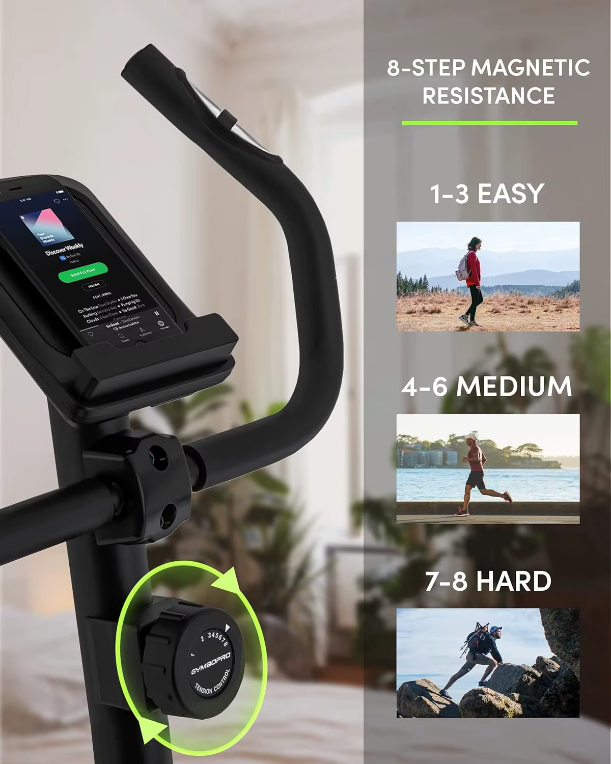 Gymbopro Fitness Magnetic Bicycle Home Gym Cardio Training Black 110KG Exercise Bike for Indoor — image 5