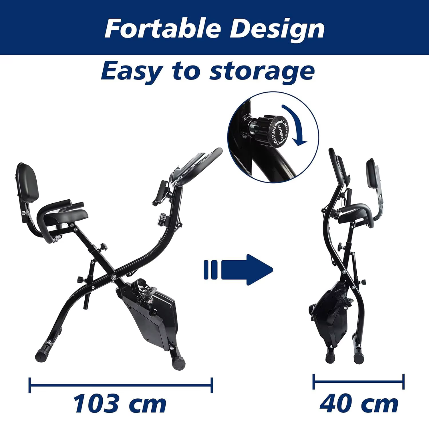 Gymbopro Adjustable Resistance with Tensioner Folding Magnetic Exercise Bike for Home Gym — image 5