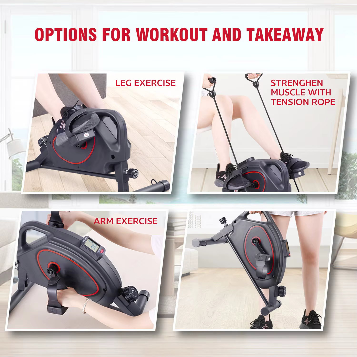 Under Desk Bike Arm Leg Therapy Home Office Portable Pedal Exerciser Magnetic Stationary Mini Exercise Bike — image 2