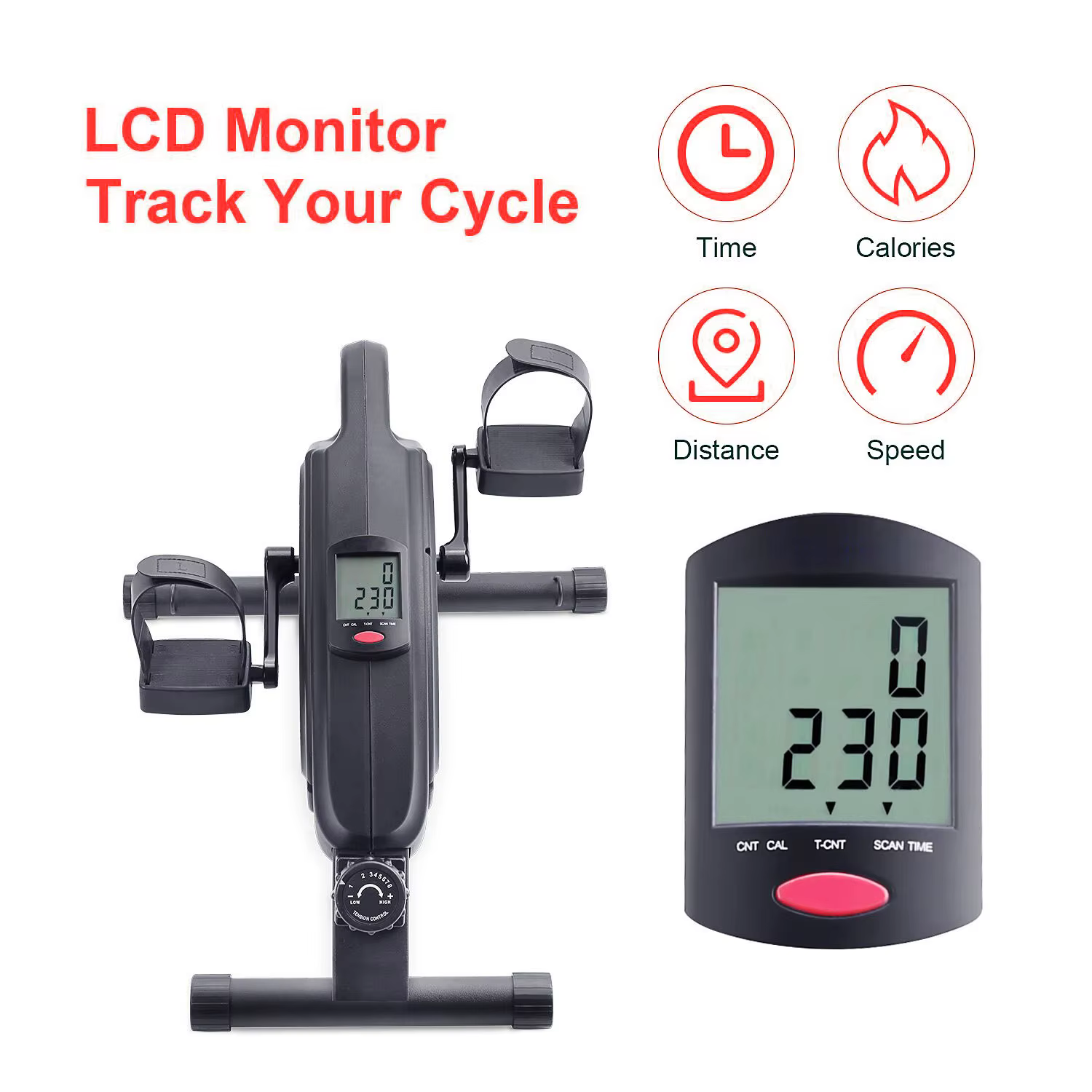 Under Desk Bike Arm Leg Therapy Home Office Portable Pedal Exerciser Magnetic Stationary Mini Exercise Bike — image 3