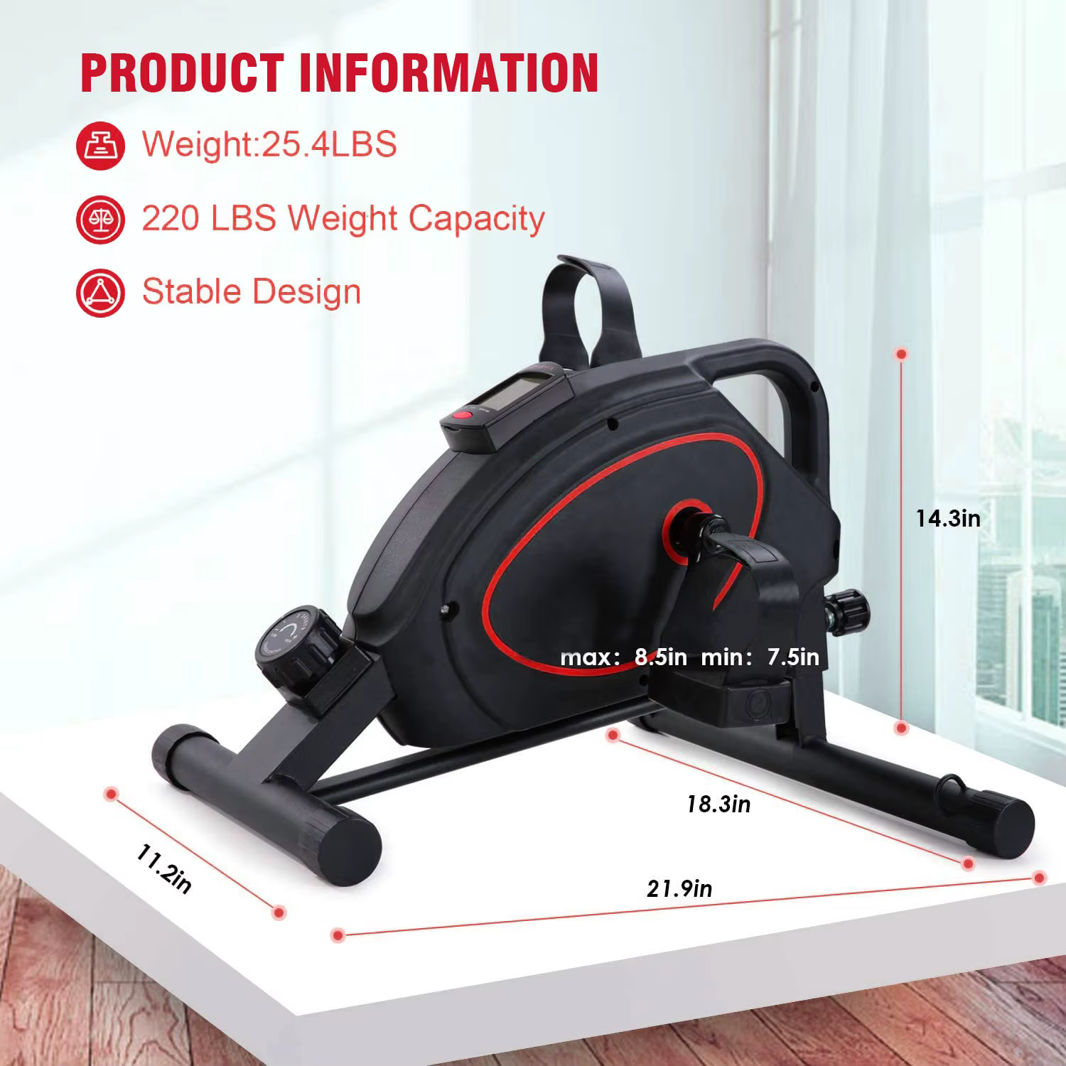 Under Desk Bike Arm Leg Therapy Home Office Portable Pedal Exerciser Magnetic Stationary Mini Exercise Bike — image 4