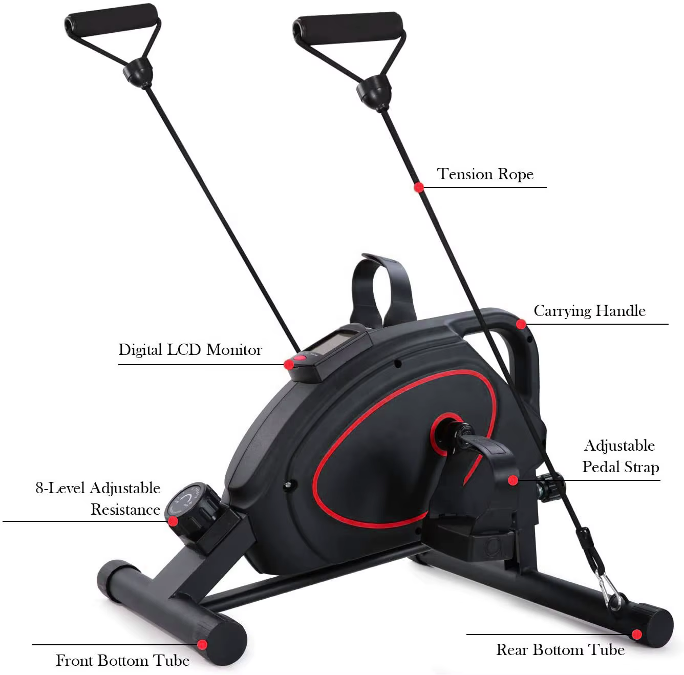 Under Desk Bike Arm Leg Therapy Home Office Portable Pedal Exerciser Magnetic Stationary Mini Exercise Bike — image 5