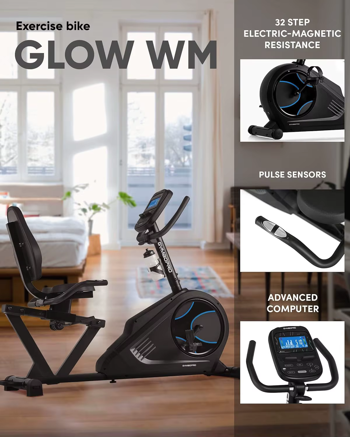 Fitness Commercial Gym Fitness Machine Cardio Magnetic Control Horizontal Exercise Bicycle Recumbent Bike — image 5