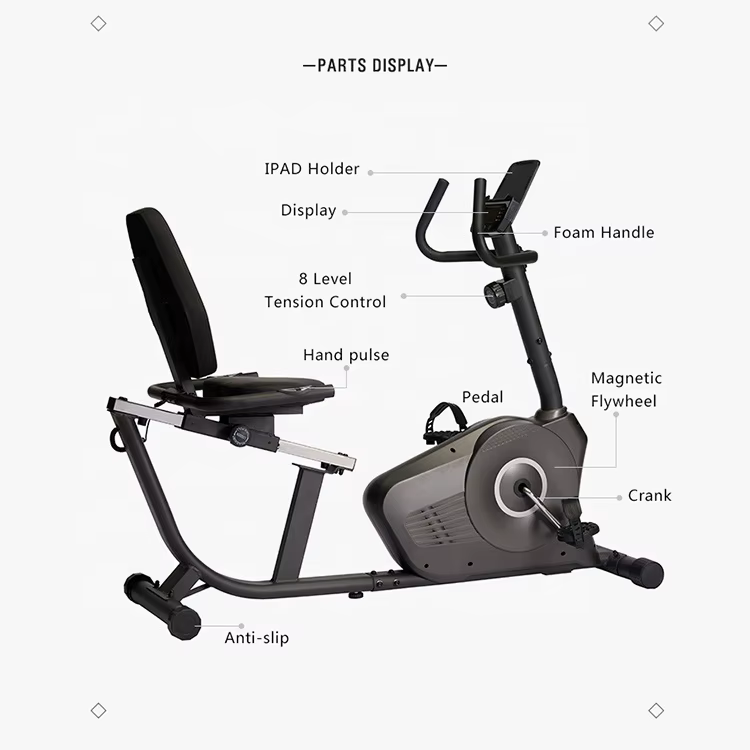 Gymbopro Professional Best Affordable Stationary Bike Folding Magnetic Exercise Recumbent Bike — image 2