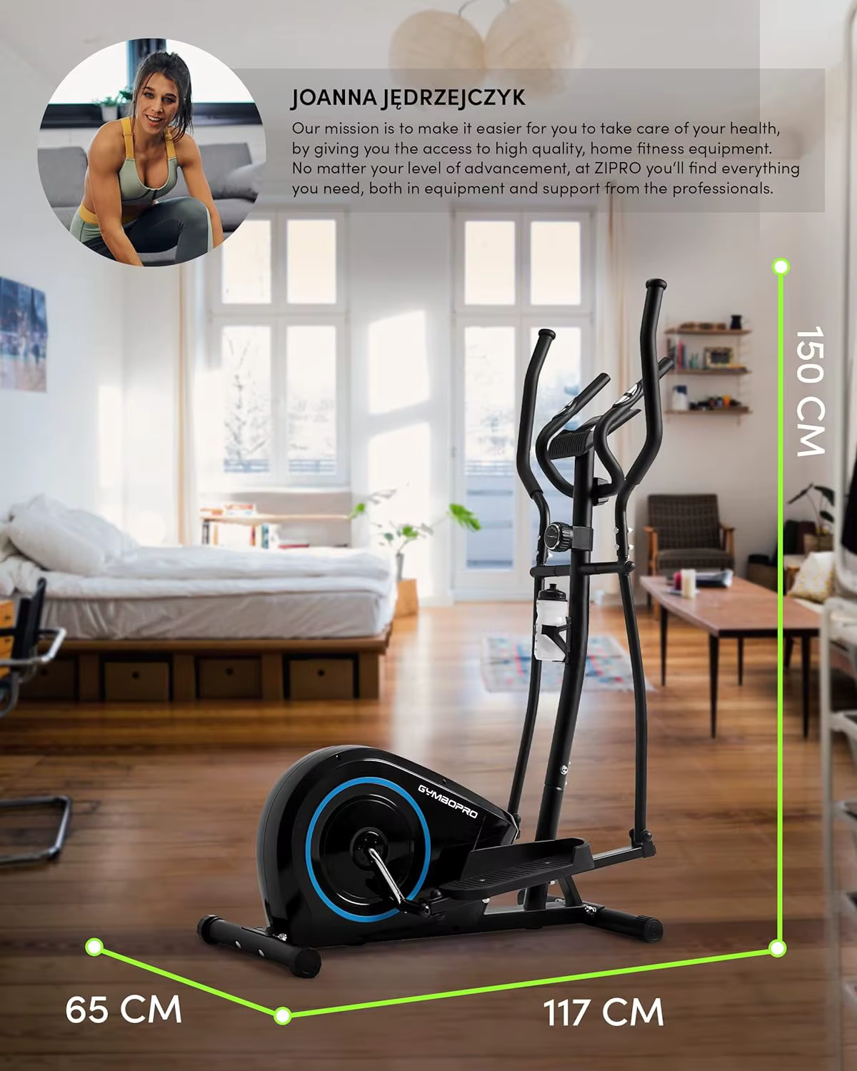 Fitness Exercise Equipment Black Adult Magnetic Cross Trainer 8 Resistance Levels Elliptical Trainer — image 4